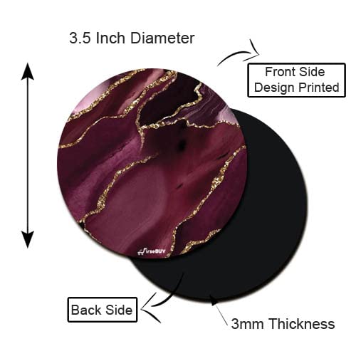 FirseBUY Coaster Set 6 Pcs Maroon Marble Texture Art MDF Wood Material Drink Coasters HeatResistant Round Coaster for Home and Kitchen Office Table Dining Table Home Decor 35 Inches - Image 5