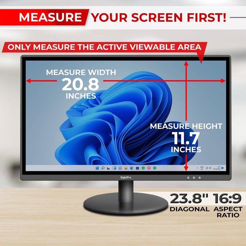 SightPro 23.8 Inch 16:9 Computer Privacy Screen Filter for Monitor - Privacy Shield and Anti-Glare Protector - Image 2