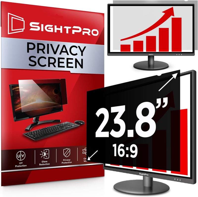 SightPro 23.8 Inch 16:9 Computer Privacy Screen Filter for Monitor - Privacy Shield and Anti-Glare Protector - Image 1