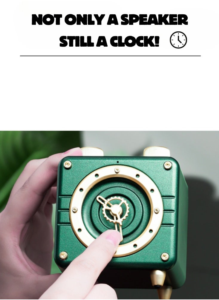 Generic Fashion Retro Clock&Speaker Creative Gift Mini Bluetooth speaker ornaments Green Wireless Buletooth Speaker  - Image 5