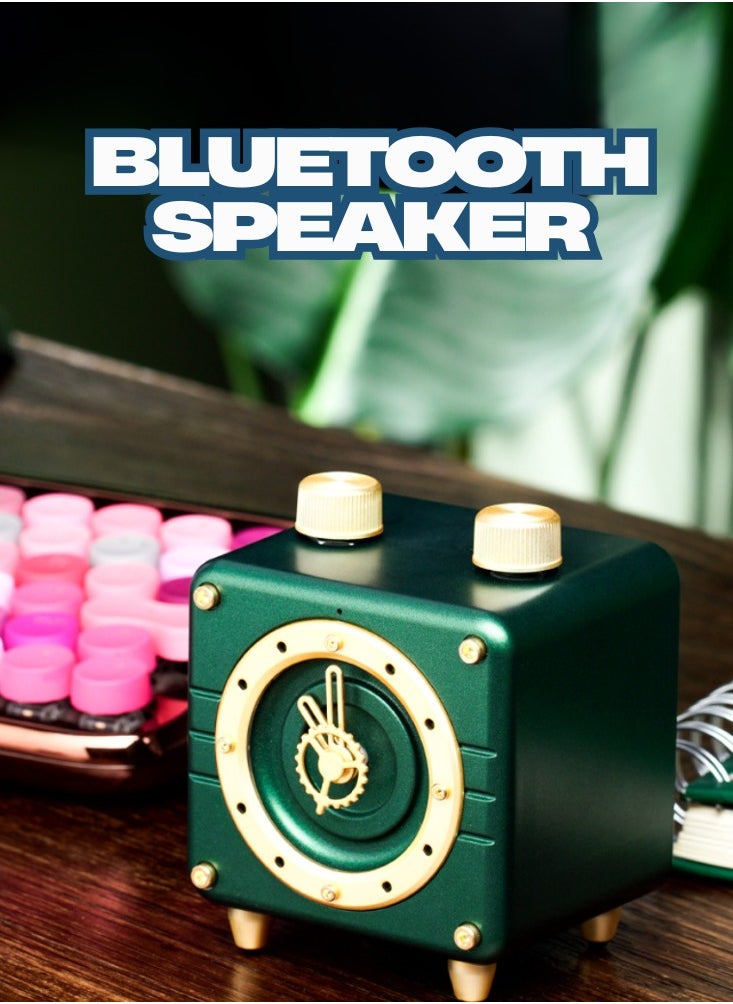 Generic Fashion Retro Clock&Speaker Creative Gift Mini Bluetooth speaker ornaments Green Wireless Buletooth Speaker  - Image 1