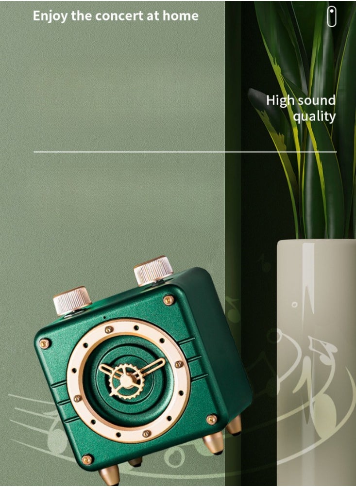 Generic Fashion Retro Clock&Speaker Creative Gift Mini Bluetooth speaker ornaments Green Wireless Buletooth Speaker  - Image 4