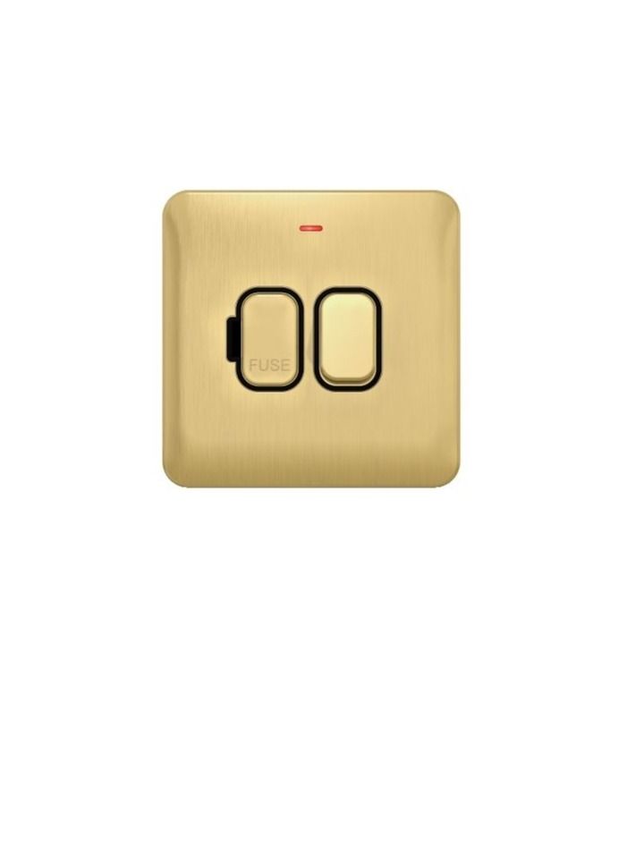Schneider Electric Schneider Electric GGBL5011BSB Lisse - Switched FCU with LED Indicator - 13A DP Satin Brass with Black Interior  - Image 1