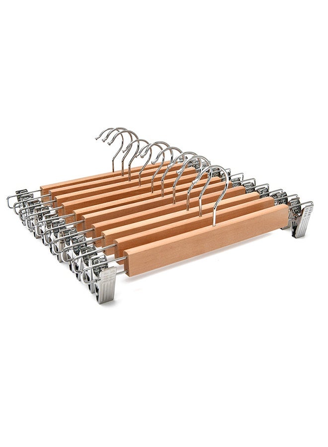 Natural Solid Wood Hangers, Adjustable Metal Clamps And Anti-Slip Pads, Pants, Underwear And Scarf Hanging Racks, Space-Saving Hangers And Pants Racks, Suitable For Display In Clothing Stores And Home Use. (20 Pieces) - Image 1