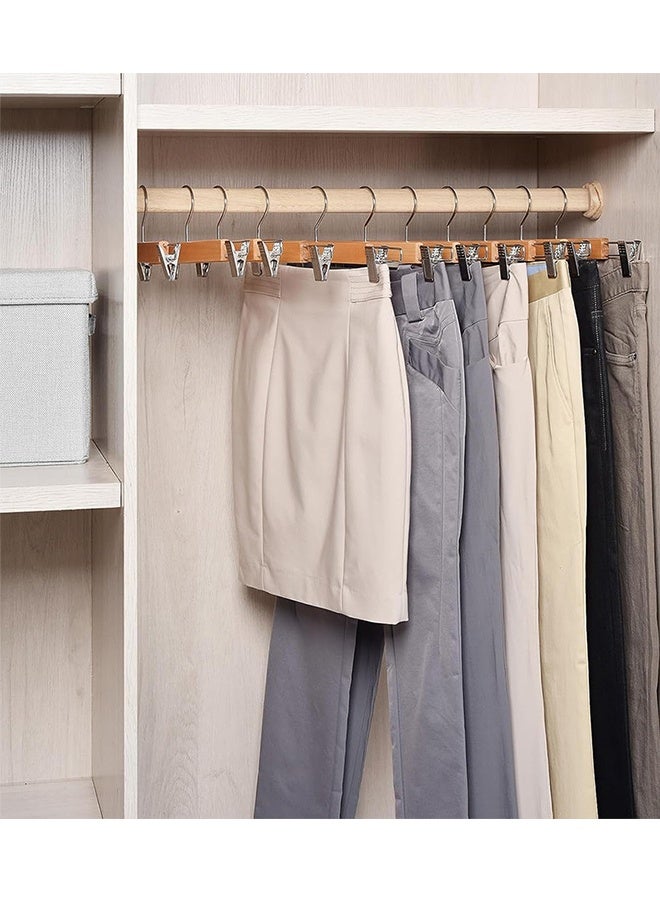 Natural Solid Wood Hangers, Adjustable Metal Clamps And Anti-Slip Pads, Pants, Underwear And Scarf Hanging Racks, Space-Saving Hangers And Pants Racks, Suitable For Display In Clothing Stores And Home Use. (20 Pieces) - Image 3