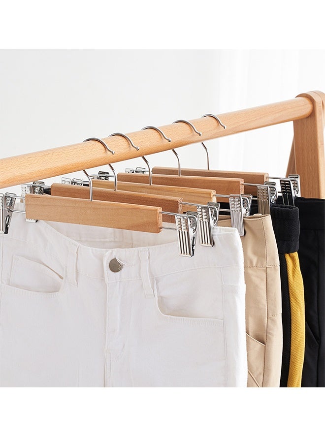 Natural Solid Wood Hangers, Adjustable Metal Clamps And Anti-Slip Pads, Pants, Underwear And Scarf Hanging Racks, Space-Saving Hangers And Pants Racks, Suitable For Display In Clothing Stores And Home Use. (20 Pieces) - Image 2