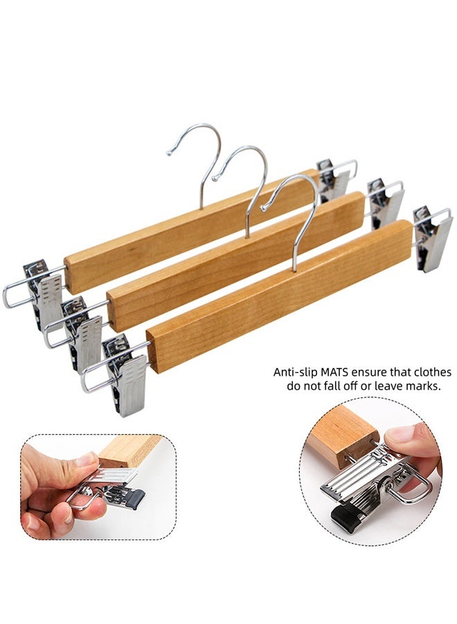 Natural Solid Wood Hangers, Adjustable Metal Clamps And Anti-Slip Pads, Pants, Underwear And Scarf Hanging Racks, Space-Saving Hangers And Pants Racks, Suitable For Display In Clothing Stores And Home Use. (20 Pieces) - Image 5