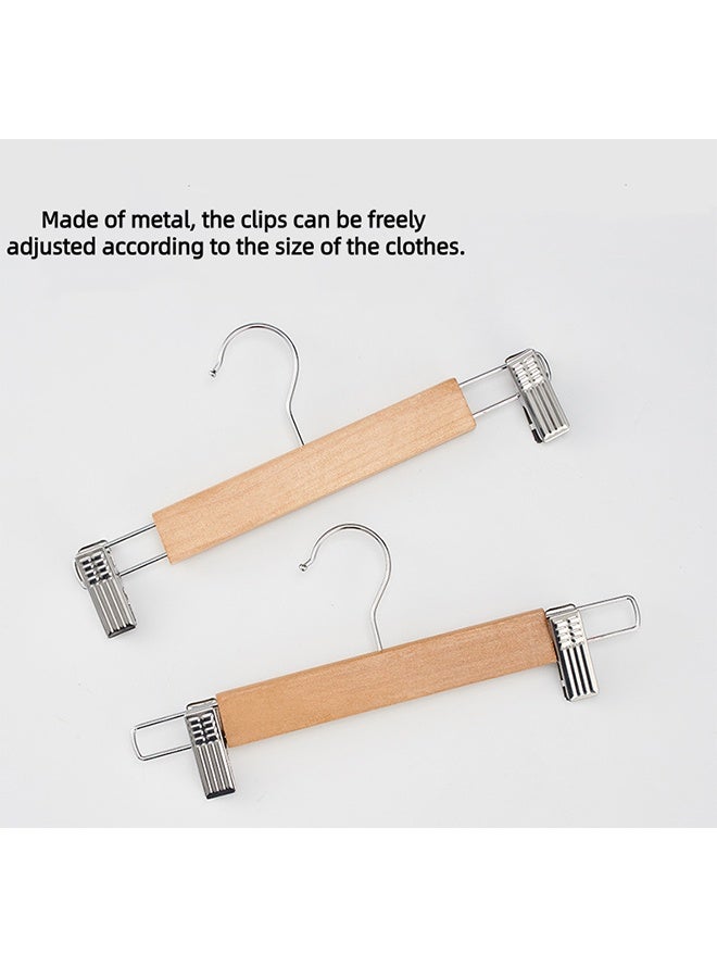 Natural Solid Wood Hangers, Adjustable Metal Clamps And Anti-Slip Pads, Pants, Underwear And Scarf Hanging Racks, Space-Saving Hangers And Pants Racks, Suitable For Display In Clothing Stores And Home Use. (20 Pieces) - Image 4