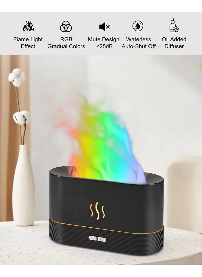 PLUWEL Rgb Flame Aroma Diffuser Humidifier7 Colors Changing Oil Diffuserwaterless Autooff 180Ml Fire Humidifier For Homeofficespagym(Black)  - Image 2