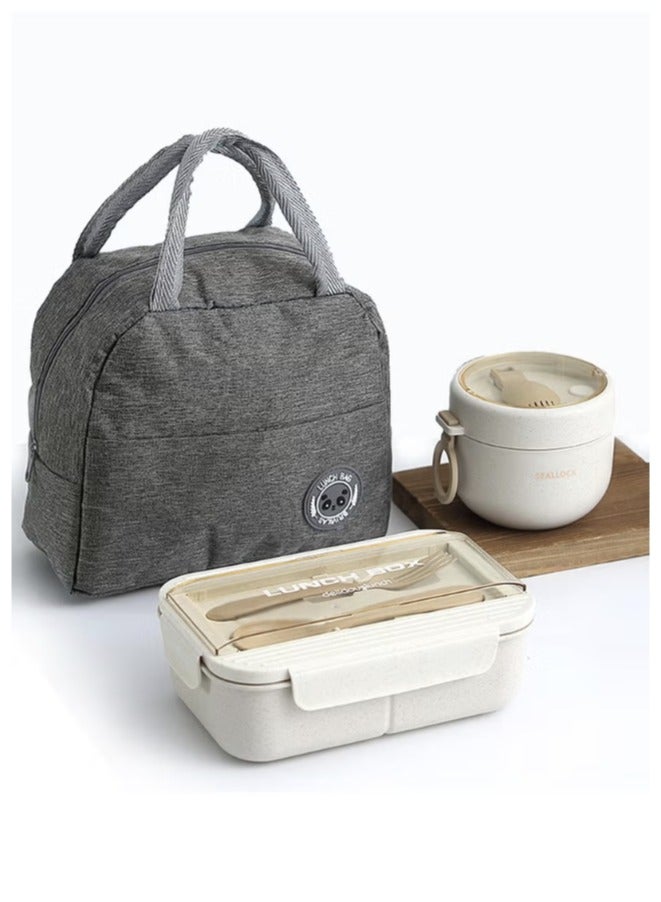 Five-piece lunch box with soup bowl – made of eco-friendly materials, microwave-safe, and with a short heating time. Food-safe bento box with insulated bag.  - Image 1