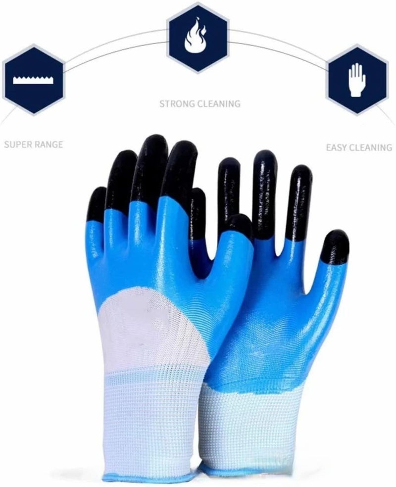 RBGIIT RBGIIT Unisex Heavy duty reusable Full Nitrile Coated work safety gloves For Industrial Gardening Agricultural Cleaning Gloves Medium Pack Of 12 Pair - Image 5