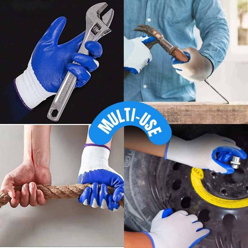 RBGIIT RBGIIT Unisex Heavy duty reusable Full Nitrile Coated work safety gloves For Industrial Gardening Agricultural Cleaning Gloves Medium Pack Of 12 Pair - Image 3