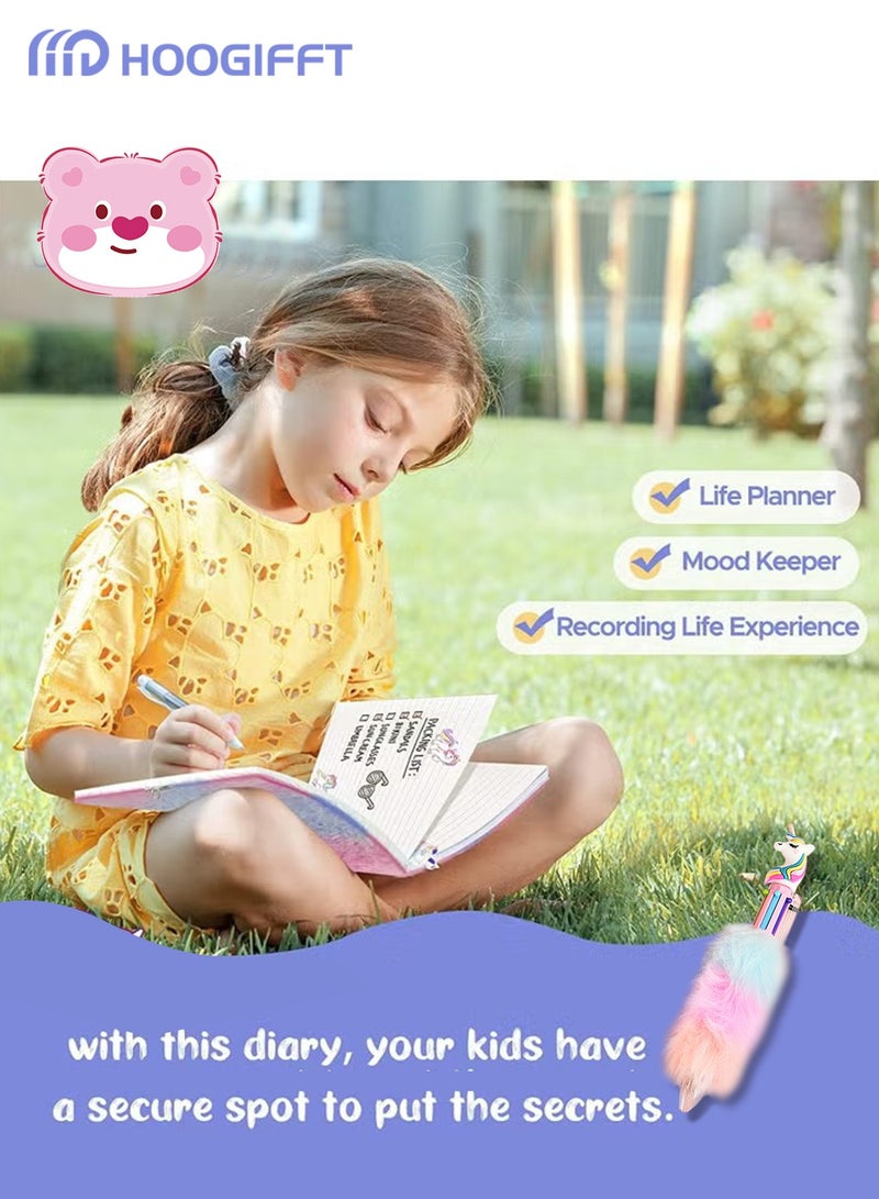 هوغيفت دفتر يوميات للفتيات مع قفل و مفاتيح، دفتر يوميات على شكل دب حبيبي للاطفال، دفتر يوميات سري للرسم والكتابة، هدايا للفتيات (دب حبيبي) - Image 5