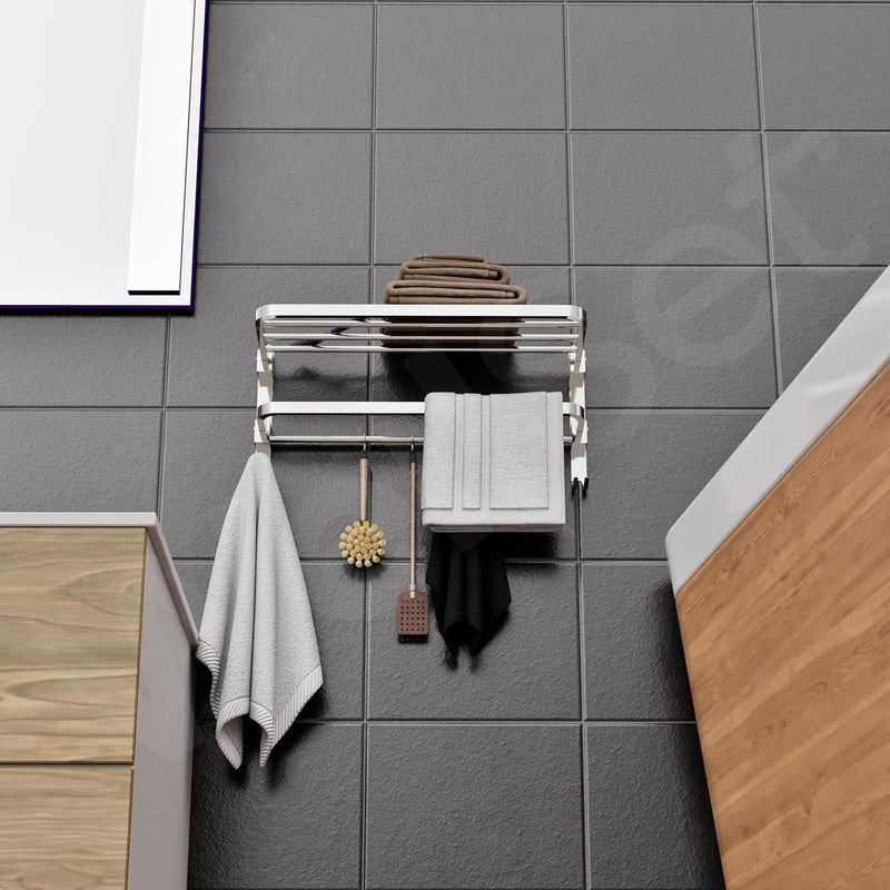 Well Set حامل مناشف قابل للطي من الفولاذ المقاوم للصدأ بطول 24 بوصة للحمام، متين وأنيق، موفر للمساحة، مجموعة مثالية من ملحقات الحمام للمنزل، قابل للطي بقطر 24 بوصة - Image 4