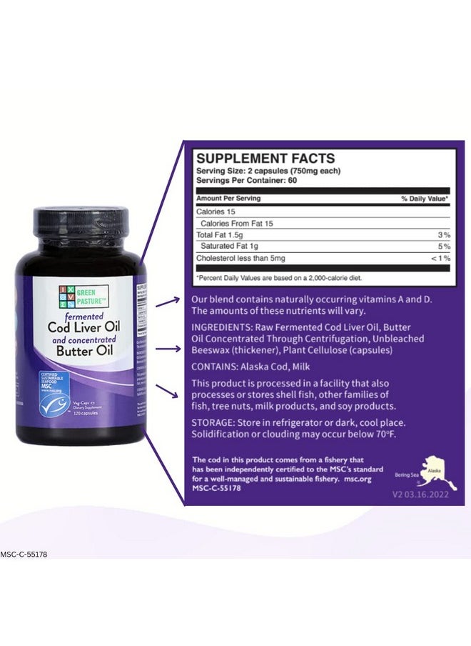 Green Pasture - Blue Ice Royal Butter Oil / Fermented Cod Liver Oil Blend 120 Capsules - Image 1