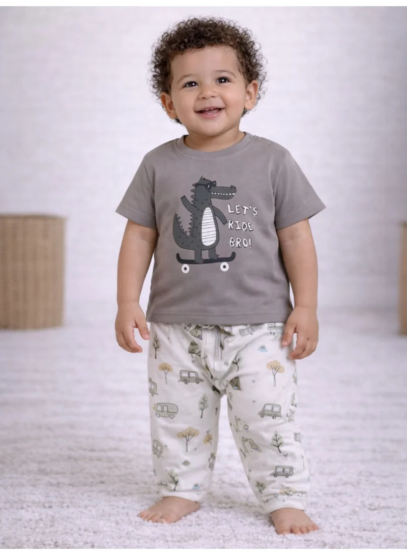 victor and jane Infant Boys Animal Character Print Cotton Pajama Set – T-Shirt & Pajama Pants Nightwear