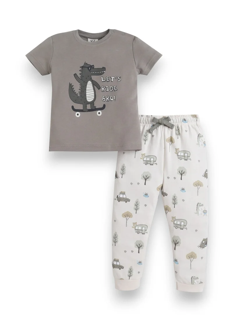 victor and jane Infant Boys Animal Character Print Cotton Pajama Set – T-Shirt & Pajama Pants Nightwear