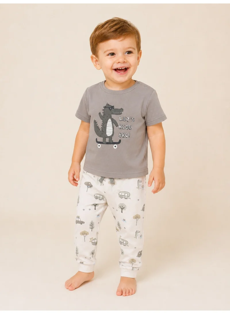 Victor And Jane  Infant Boys Animal Character Print Cotton Pajama Set – T-Shirt & Pajama Pants Nightwear for Men | Best Price UAE