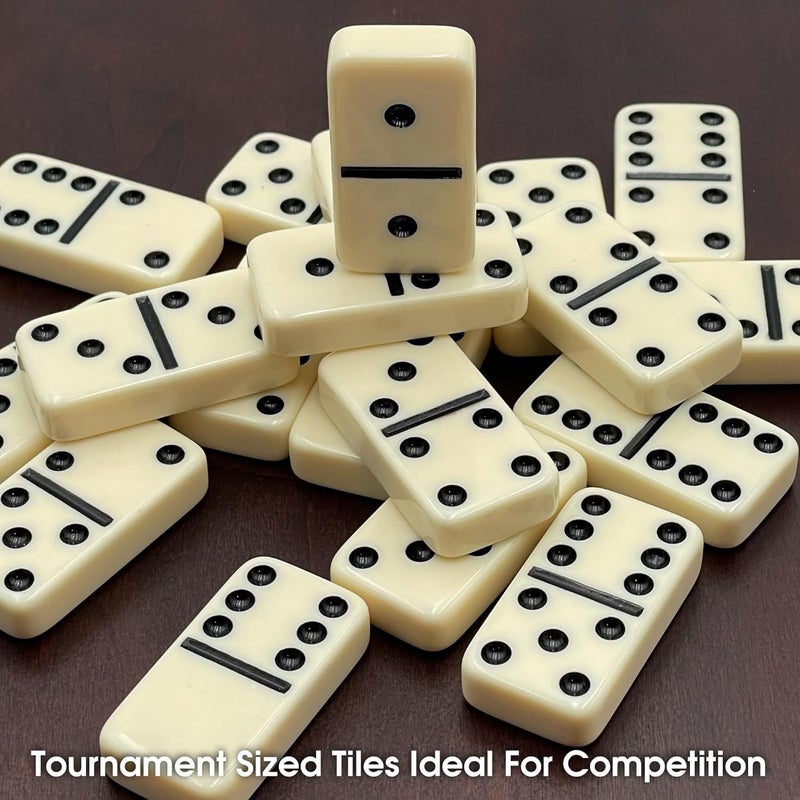 CHH Double 6 Jumbo Size Domino Tiles Set of 28 in Black/Cream Color with Snap Vinyl Case - Image 4