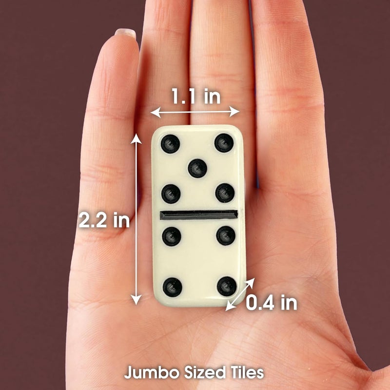 CHH Double 6 Jumbo Size Domino Tiles Set of 28 in Black/Cream Color with Snap Vinyl Case - Image 3