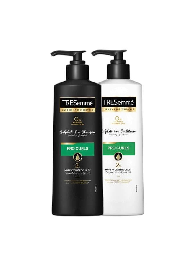 Tresemme Pro Curls Shampoo 250 ML+ Conditioner 250 ML with Porosity Balance™ & Shea Butter for 2x More Hydrated Curls, Free from Sulphates, Parabens & Dyes - Image 1