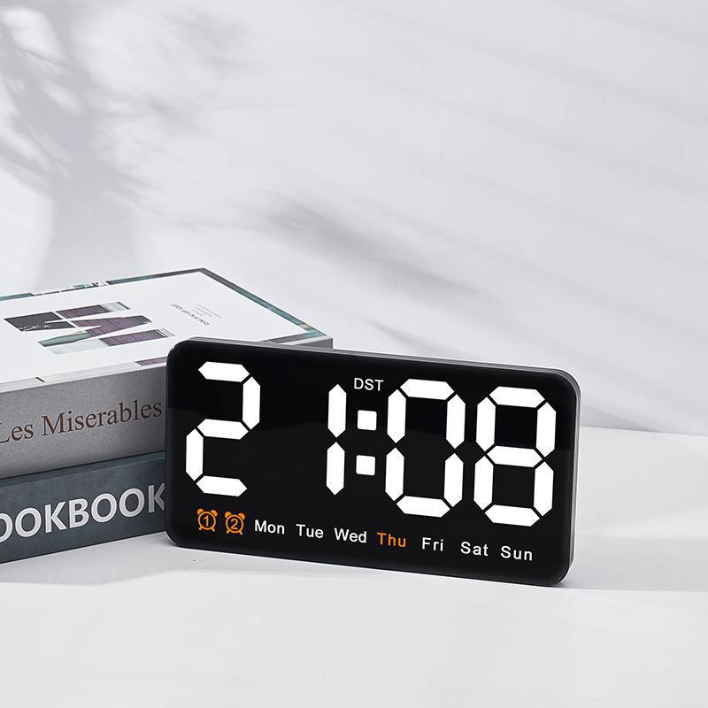 New Wall Clock Simple Large Screen Hanging Dual-Purpose Clock Living Room Clock With Temperature Multifunctional Alarm 6638 - Image 5