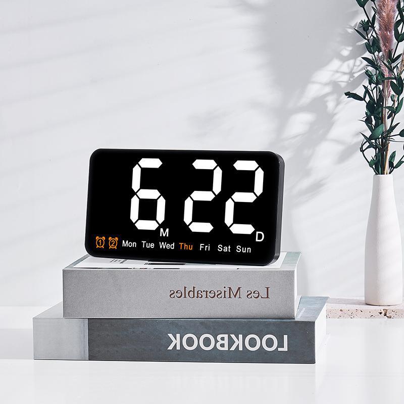 New Wall Clock Simple Large Screen Hanging Dual-Purpose Clock Living Room Clock With Temperature Multifunctional Alarm 6638 - Image 4