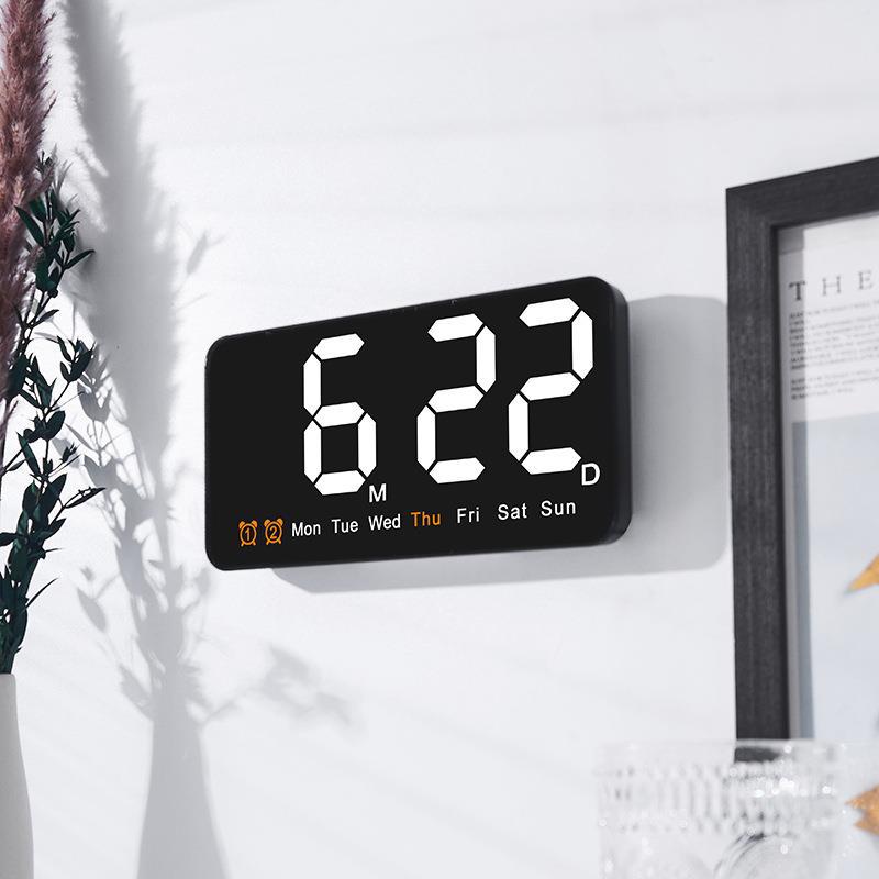 New Wall Clock Simple Large Screen Hanging Dual-Purpose Clock Living Room Clock With Temperature Multifunctional Alarm 6638 - Image 2