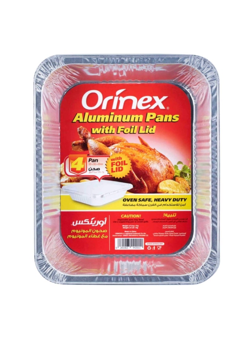 Orinex Aluminum Pan With Foil Lid 4 Pieces