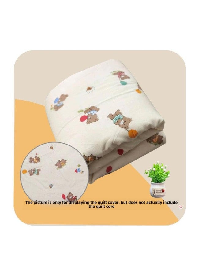 # غطاء لحاف للأطفال الرضع، غطاء لحاف من القطن برسوم كرتونية للأطفال حديثي الولادة، غطاء لحاف للأطفال، بطانة من القطن - اللون: دب سعيد (غطاء لحاف من القطن الغائم - المواصفات: 70 × 150 سم - Image 1