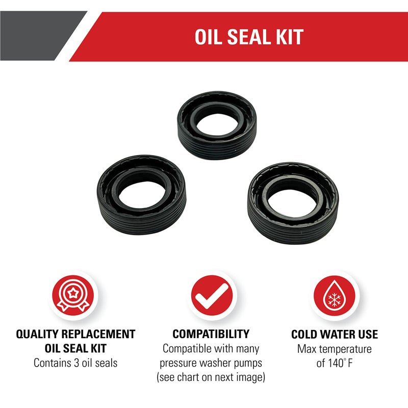 Simpson Cleaning 7105741 Replacement Oil Seal Kit for Pressure Washer Pumps, Black - Image 2