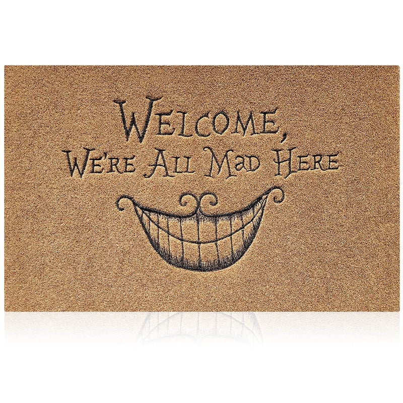 AOAOPQ Smiley Doormats Door Mat Funny Welcome Mats for Front Door Outdoor Welcome Were Au Mad Here Mat with Non Slip Rubber BackingHeavy Duty Door mat Indoor Brown Easy to Clean