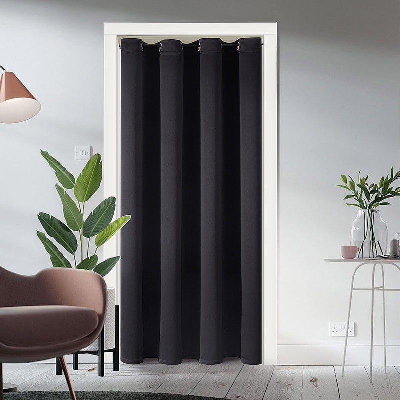 ChrisDowa Blackout Door Curtains for Doorway Privacy Grommet Closet Curtains for Bedroom Closet Door Thermal Insulated Temporary Door Cover Room Divider Curtain 1 Panel Black 34 x 80 Inch