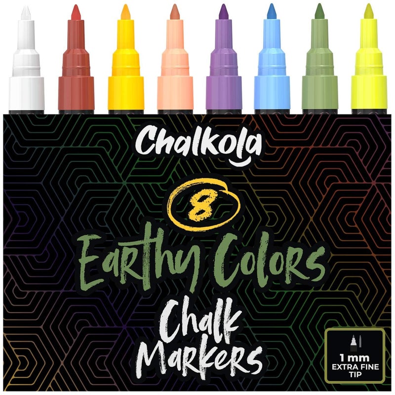 Chalkola Liquid Chalk Markers 8 Pack 1mm Extra Fine Tip for Chalkboard Signs Blackboard Window Calendar Bistro Glass Car Washable Pastel Liquid Chalk Pens Erasable Ink Chalkboard Markers