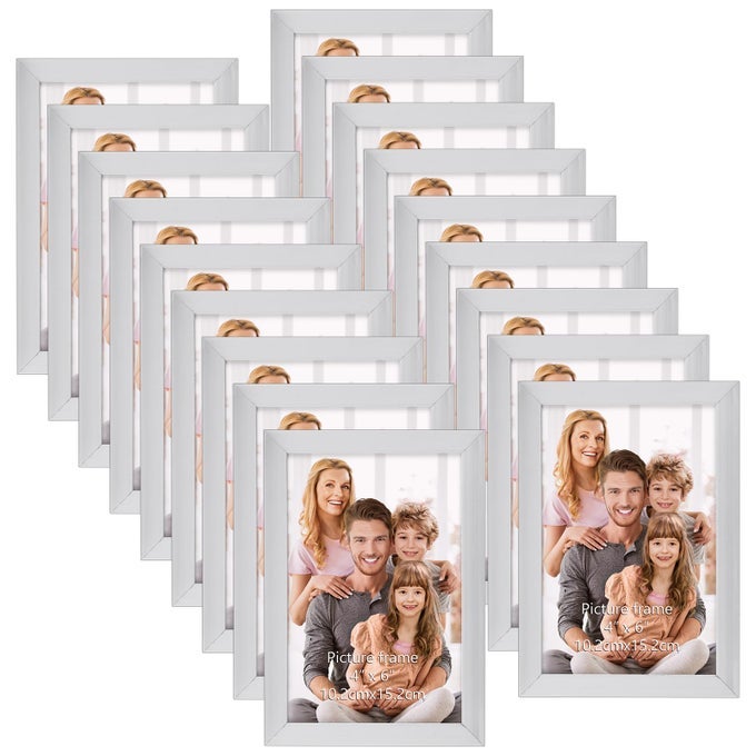 MULTI 6X4 PHOTO FRAMES SET OF 18 4X6 SILVER PICTURE FRAMES FOR WALL HANGING OR TABLETOP DISPLAY