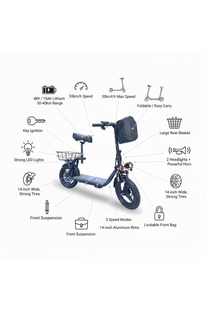 NIYAZI 14-Inch Black Abu Sala Scooter for Men - Image 4