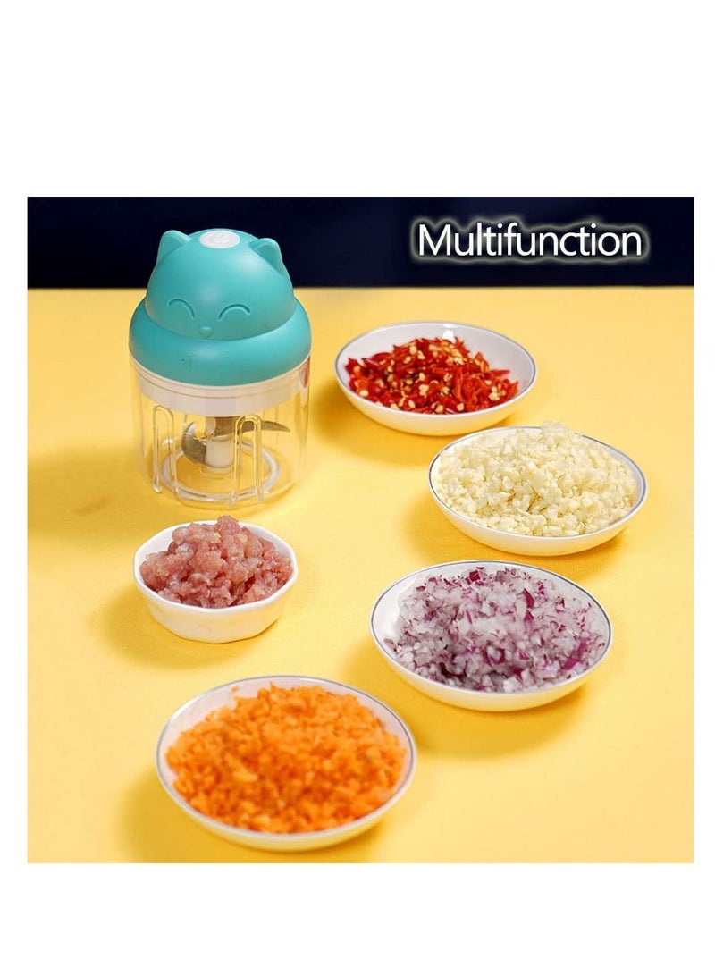 Electric Food Chopper, Mini Garlic Chopper, Portable Vegetable Mincer Meat Blender, USB Charging Food Processor for Puree, Onion, Herb, Veggie, Ginger, Fruit Chopper with 2 Cups (A-Yellow)  - Image 5