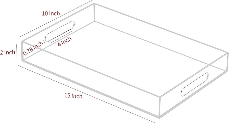 TPGP KEVJES Acrylic Tray with Embedded Handle, 10x15 Inch, Clear - Image 2