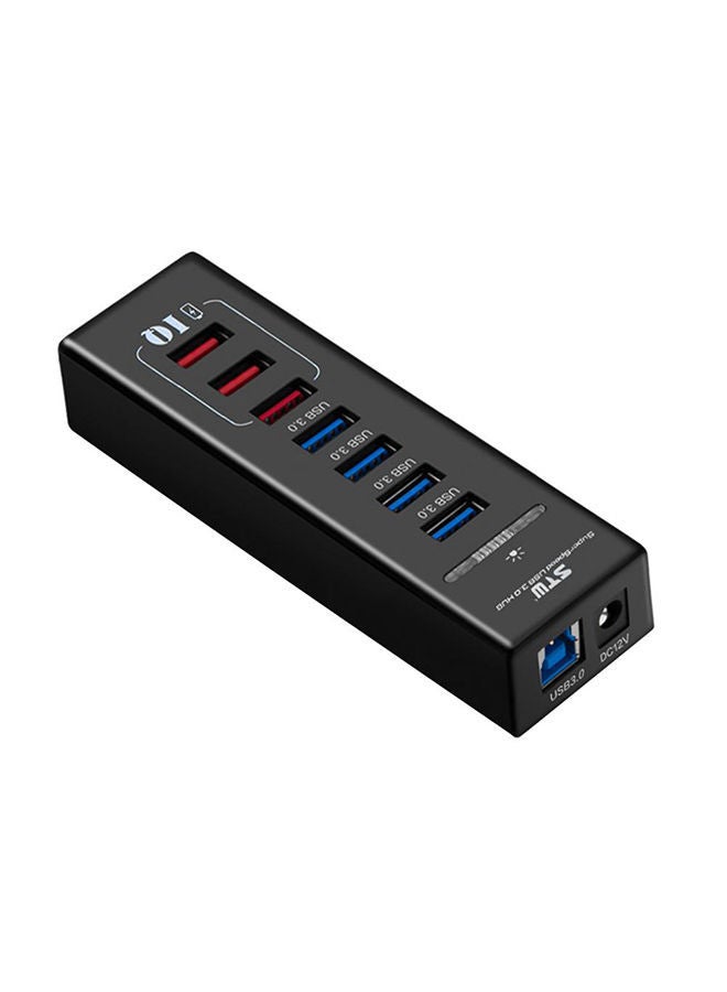 NIBEMINENT 4-Ports USB3.0 Hub +3 Ports Iq Power Supply Charging Adapter For Pc Multicolour