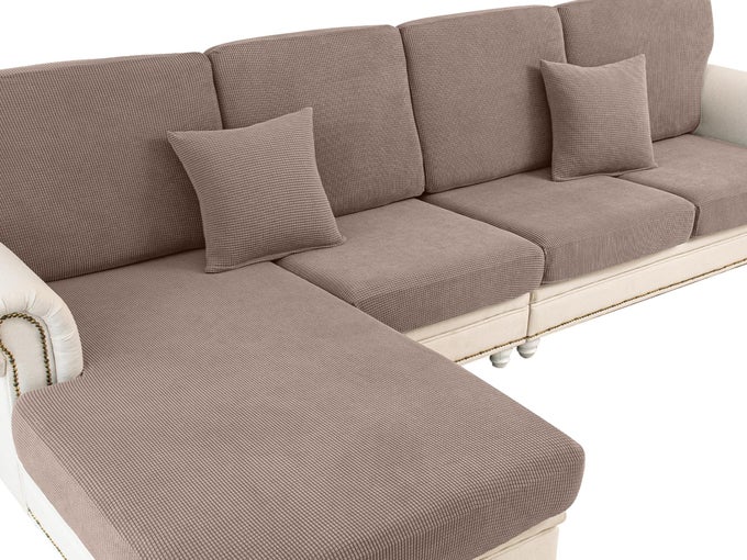 COUCH CUSHION COVERS SEAT CUSHION COVER STRETCH COUCH COVER SEPARATE SECTIONAL SOFA SLIPCOVERS FURNITURE PROTECTOR3 PIECES FOR SEAT OR SOFA BACKREST KHAKI