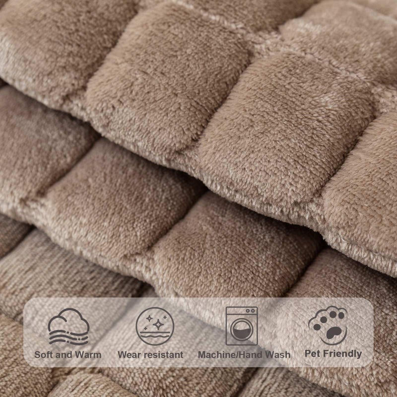 Aucrovee Velvet Washable Couch Cover for Pets Dogs, Non Slip Sectional Sofa Covers for 3 Cushion Couch Sofa L Sharped Sofa Arm Slipcover, Furniture Protector Covers(1 PCS 36"x36" Khaki) - Image 4