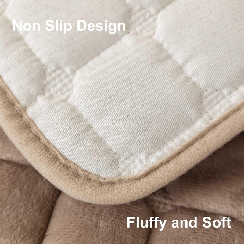 Aucrovee Velvet Washable Couch Cover for Pets Dogs, Non Slip Sectional Sofa Covers for 3 Cushion Couch Sofa L Sharped Sofa Arm Slipcover, Furniture Protector Covers(1 PCS 36"x36" Khaki) - Image 5