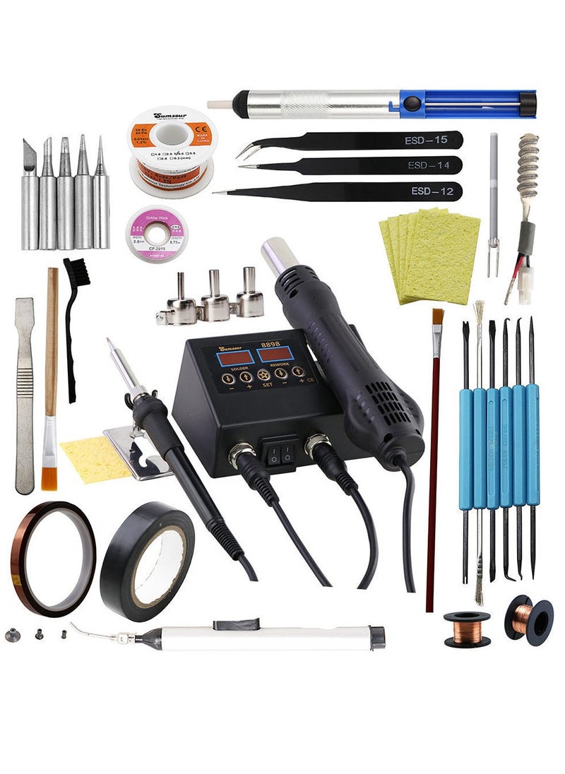 Generic Soldering Iron Station 2 in 1 Soldering Station Digital Display Hot Air Gun Welding Rework for Cell-Phone BGA SMD PCB IC Repair Solder Iron Tools Versatile and Efficient  - Image 1