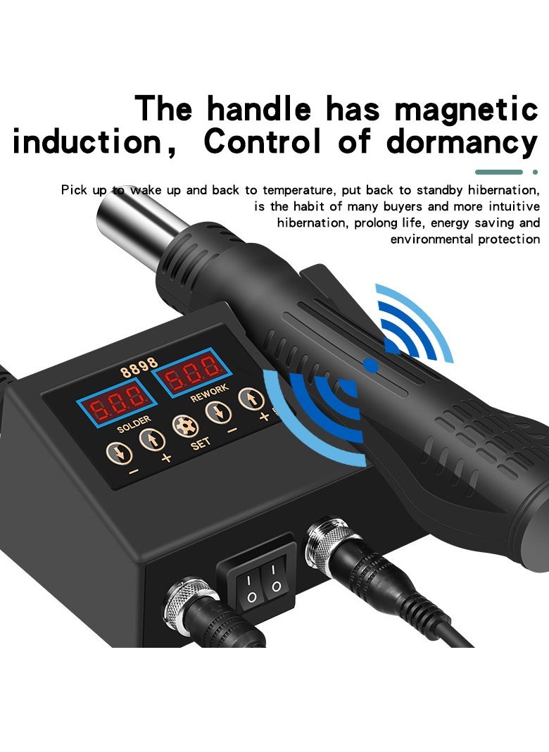 Generic Soldering Iron Station 2 in 1 Soldering Station Digital Display Hot Air Gun Welding Rework for Cell-Phone BGA SMD PCB IC Repair Solder Iron Tools Versatile and Efficient  - Image 5