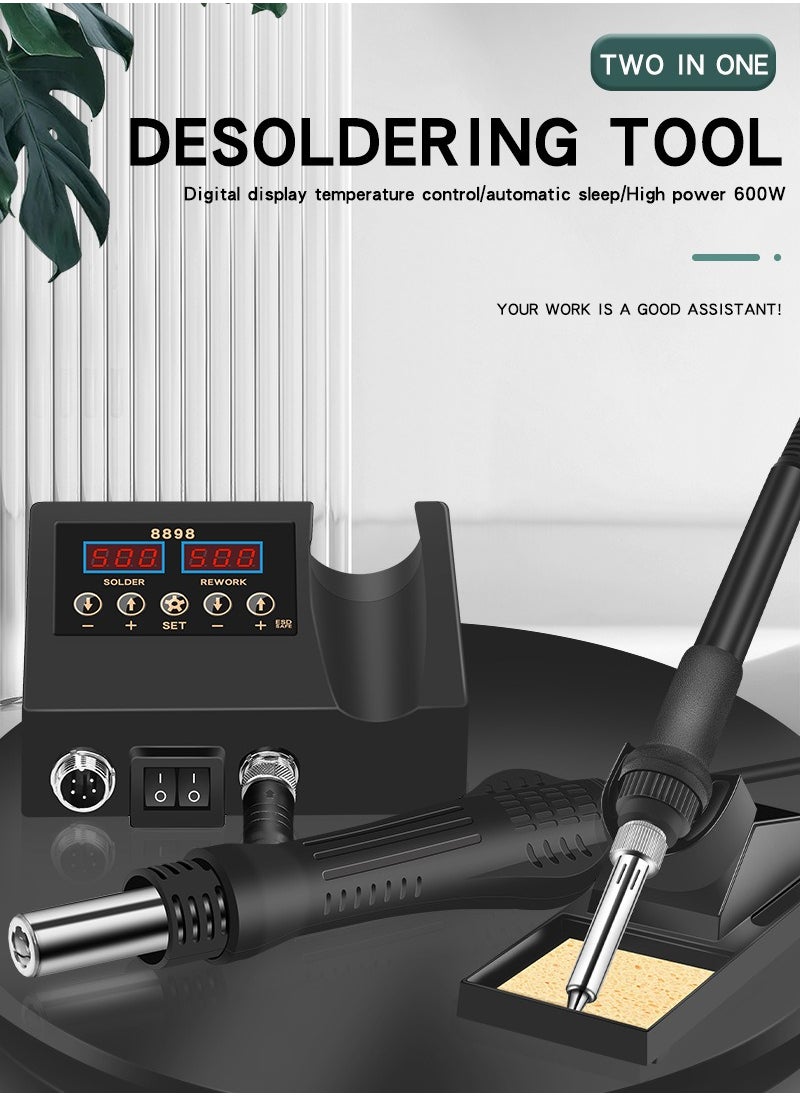 Generic Soldering Iron Station 2 in 1 Soldering Station Digital Display Hot Air Gun Welding Rework for Cell-Phone BGA SMD PCB IC Repair Solder Iron Tools Versatile and Efficient  - Image 3