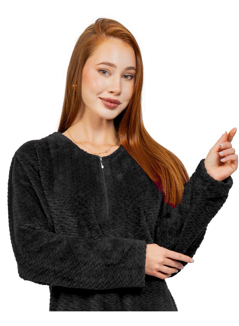 Dadoush Luxurious women's winter abaya made of soft fur, elegant long design - long-sleeved women's robe, winter women's abaya, maxi nightgown from Daadoush - Image 2