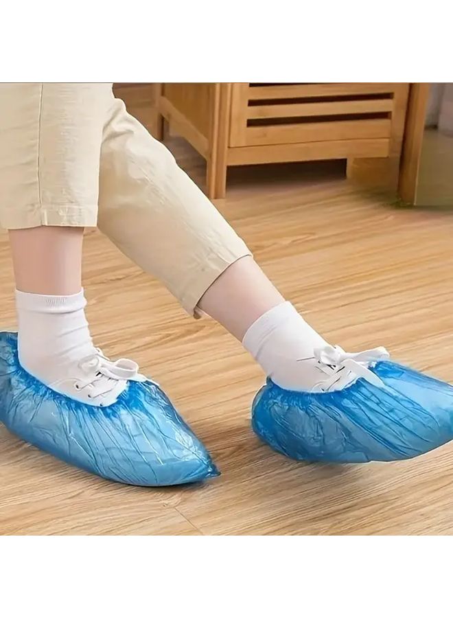 Blue Single Use Shoe Covers 100 Pcs Essential For Cleanliness And Hygiene Ideal For Travel And Hotel Use - Image 2