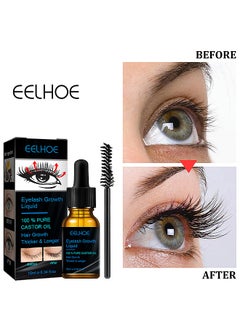 Eyelash Growth Liquid 10ML, 100% Pure Organic Castor Oil Essence, Natural Eyebrows Eyelashes Extensions Enhancer Hair Skin Moisturizer