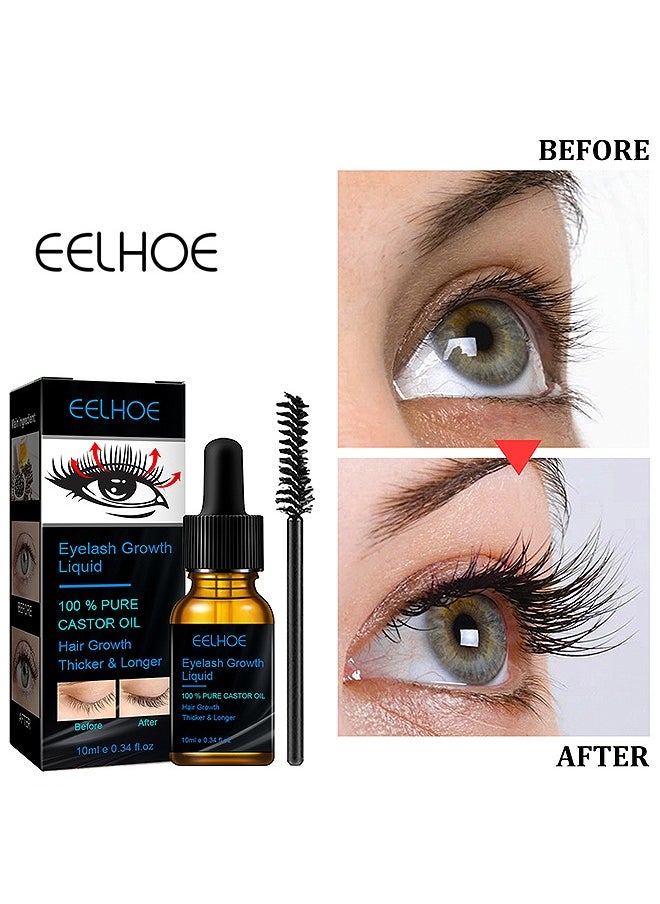 EELHOE - Eyelash Growth Liquid 10ML, 100% Pure Organic Castor Oil Essence, Natural Eyebrows Eyelashes Extensions Enhancer Hair Skin Moisturizer - Image 1