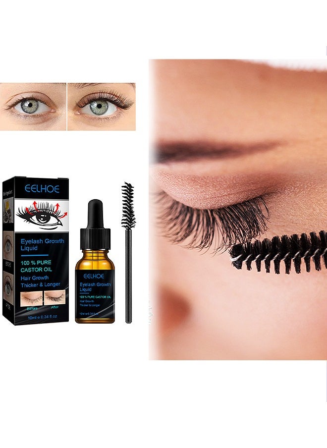 EELHOE - Eyelash Growth Liquid 10ML, 100% Pure Organic Castor Oil Essence, Natural Eyebrows Eyelashes Extensions Enhancer Hair Skin Moisturizer - Image 1